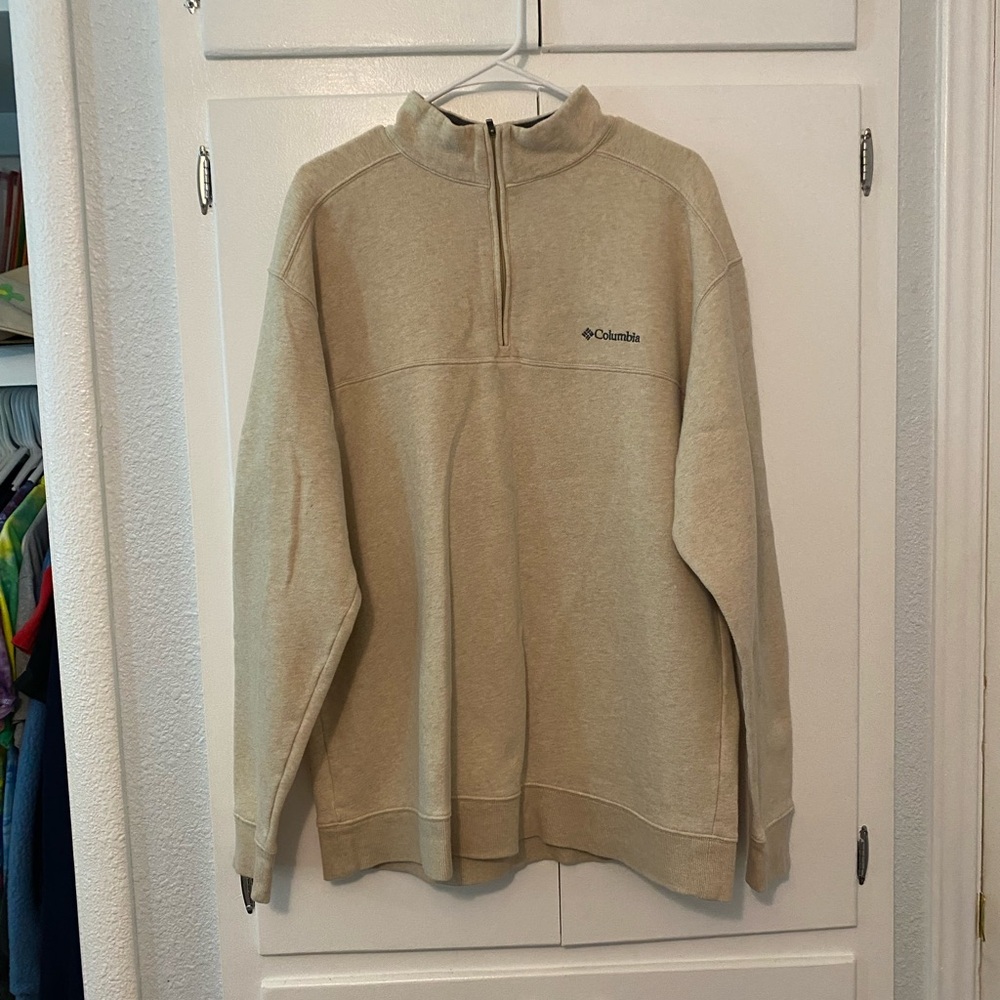 Columbia Tan Zip Up Sweater Soft Fleece Classic